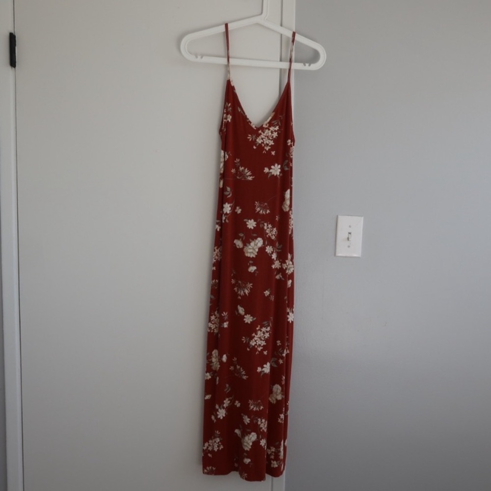 Brandy Melville Red Floral Soft Max Dress